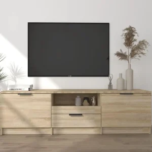 Meuble TV chene sonoma 140x35x40 cm bois d'ingenierie