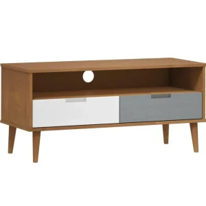 Meuble TV MOLDE Marron 106x40x49 cm Bois de pin massif