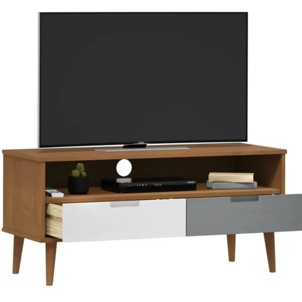 Meuble TV MOLDE Marron 106x40x49 cm Bois de pin massif