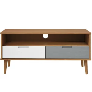 Meuble TV MOLDE Marron 106x40x49 cm Bois de pin massif