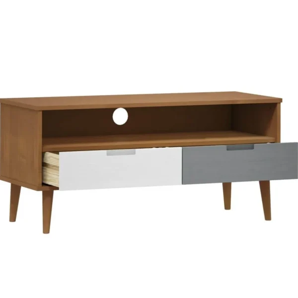 Meuble TV MOLDE Marron 106x40x49 cm Bois de pin massif