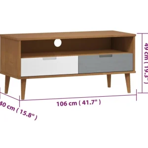 Meuble TV MOLDE Marron 106x40x49 cm Bois de pin massif