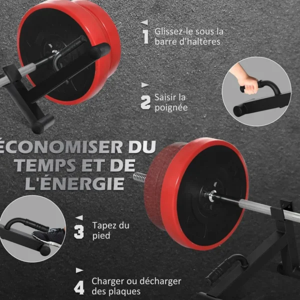 Mini Deadlift pour haltères olympiques - cric d'haltères avec poignée antidérapante - charge max. 200 Kg - acier noir