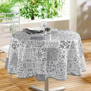 Nappe Ronde Toile Cirée Persane 160cm Gris