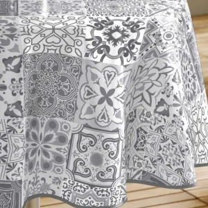 Nappe Ronde Toile Cirée Persane 160cm Gris