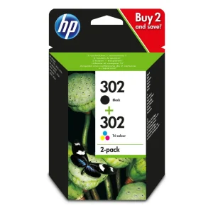 302 Pack de 2 Cartouches d'encre Noir et Trois Couleurs Authentiques (X4D37AE)