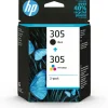 305 Pack de 2 Cartouches d'Encre Noire et Trois Couleurs Authentiques (6ZD17AE)