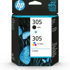 305 Pack de 2 Cartouches d'Encre Noire et Trois Couleurs Authentiques (6ZD17AE)