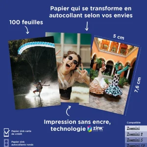 Pack papier photo Zoemini 100 feuilles - Blanc