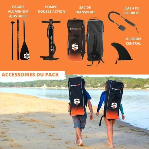 Paddle Gonflable RACE 12' 30'' 6 (340 x 76 x 15 cm) avec Pagaie, Leash, Pompe et Sac de Transport