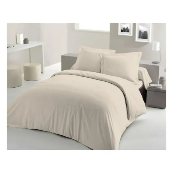 PARURE DE COUETTE LOVELY HOME - 220x240 cm - 100% COTON - BEIGE CREME