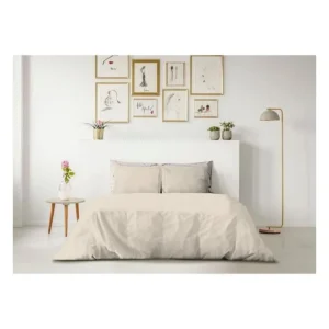 PARURE DE COUETTE LOVELY HOME - 220x240 cm - 100% COTON - BEIGE CREME