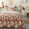 Parure de lit 2 personnes en coton 57 fils imprimé ocre