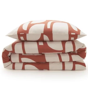 Parure de lit 2 personnes en coton 57 fils imprimé ocre