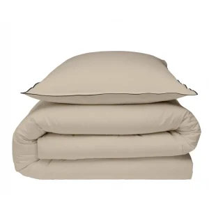 Parure de lit unie en coton finition bourdon