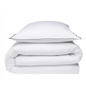 Parure de lit unie en coton finition bourdon