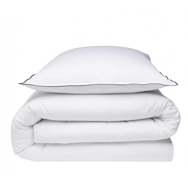 Parure de lit unie en coton finition bourdon