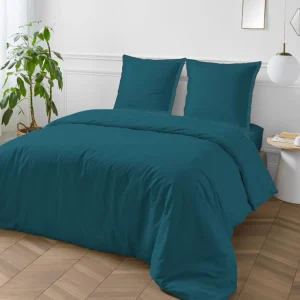 Parure de lit unie en coton finition bourdon