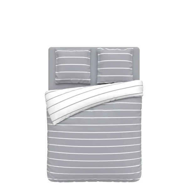 Parure housse de couette fantaisie en polycoton motifs rayures SAM