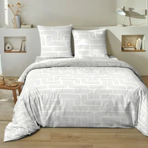 Parure housse de couette en polycoton motif géométrique NINA