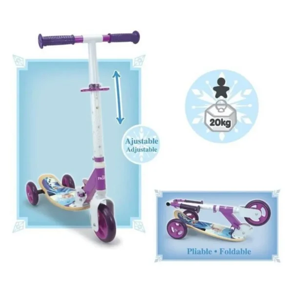 Patinette - SMOBY - FROZEN - 3 roues silencieuses - Guidon réglable - Bois et métal
