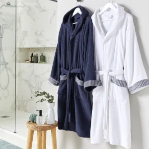 Peignoir adulte en coton éponge et broderie NAPOLI