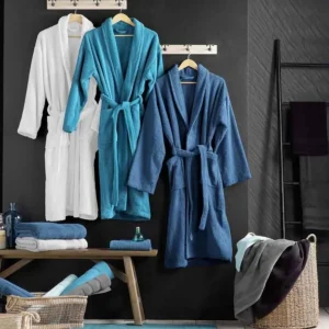 Peignoir Col Châle en Coton Tendresse Saphir