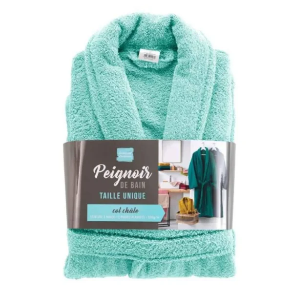 Peignoir Col Châle en Coton Tendresse Céladon
