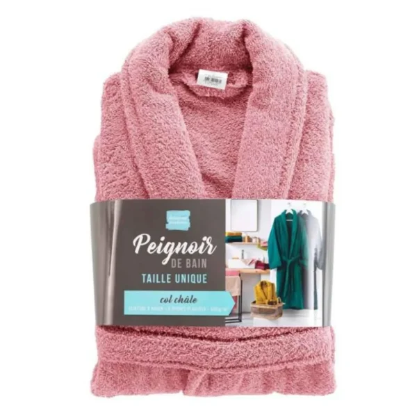 Peignoir Col Châle en Coton Tendresse Bois de Rose