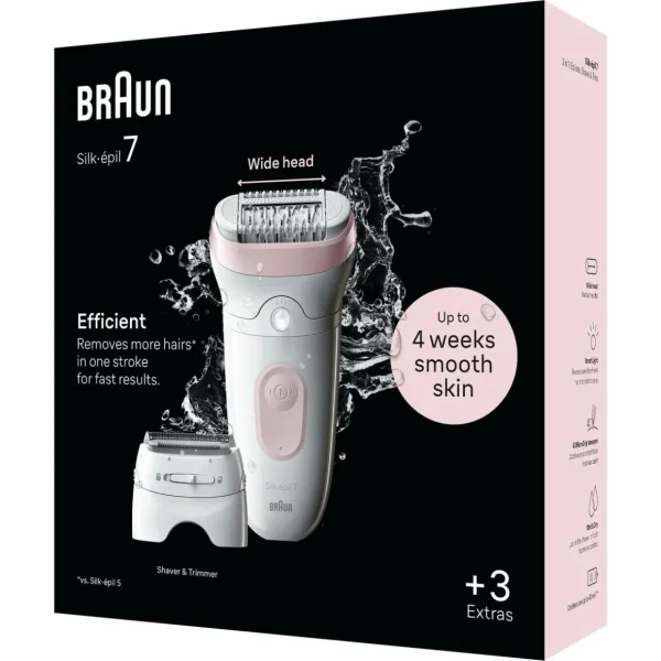 Épilateur silk épil 7-030 - Blanc et rose