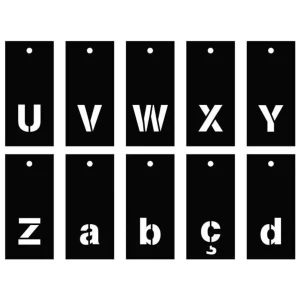 Pochoirs alphabet 70 lettres majuscules et minuscules & chiffres