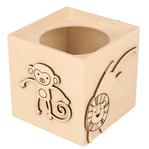 Pot à crayon en bois animaux de la savane