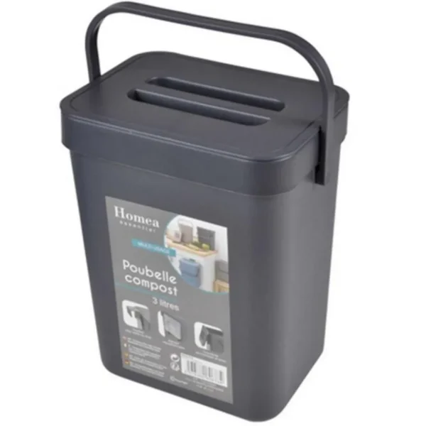 Poubelle de Compost Accrochable 3L Anthracite