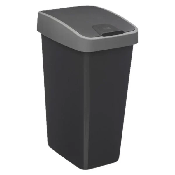 Poubelle de Cuisine 2 Ouvertures 25L Gris & Noir