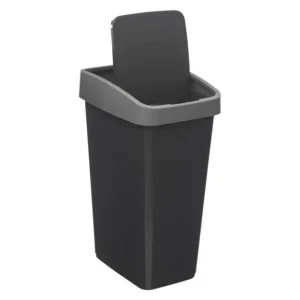 Poubelle de Cuisine 2 Ouvertures 25L Gris & Noir