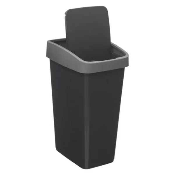 Poubelle de Cuisine 2 Ouvertures 25L Gris & Noir