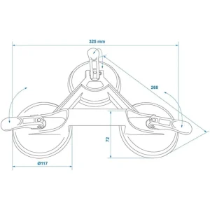 ProPlus Appareil de levage a vide avec 3 ventouses Aluminium