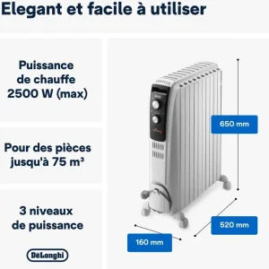 Radiateur à bain d'huile 2500w blanc - trd41025