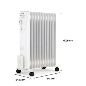 Radiateur électrique bain d'huile 2500W OCEANIC - 3 puissances - 11 éléments - Blanc - Mobile
