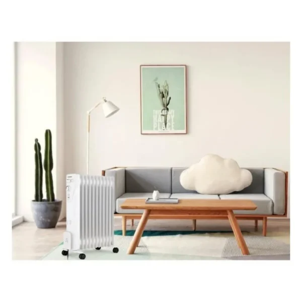 Radiateur électrique bain d'huile 2500W OCEANIC - 3 puissances - 11 éléments - Blanc - Mobile