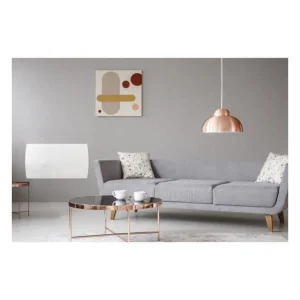 Radiateur électrique fixe a inertie seche céramique 1500W OCEANIC Rubis - Façade verre - Blanc - NF