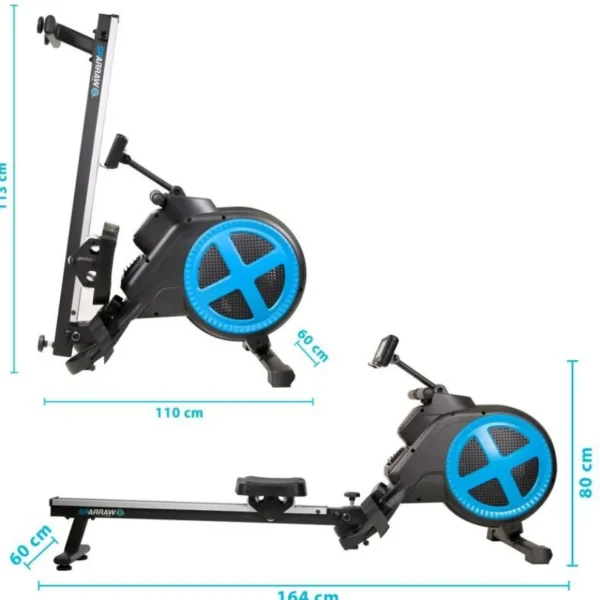 Rameur d'appartement pliable ROWER ULTRA Résistance magnétique réglable 8 niveaux, Roue d'inertie 2 kg