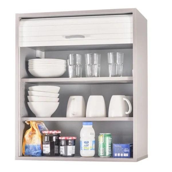 Rangement de cuisine à rideau coloris aluminium L60 cm - COOKING