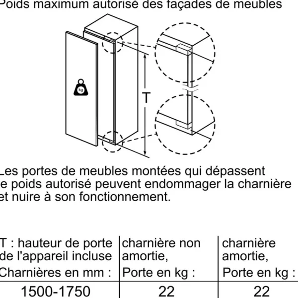 Réfrigérateur 1 porte intégrable à pantographe 248l - kil72afe0