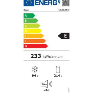 Réfrigérateur combiné 60cm 308l lowfrost noir - kgv36vbeas