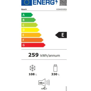 Réfrigérateur combiné 70cm 438l nofrost - KGN49XWEA