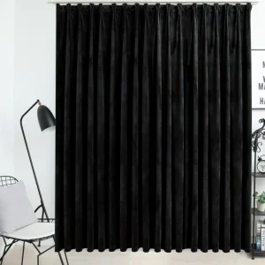 Rideau occultant avec crochets Velours Noir 290x245 cm