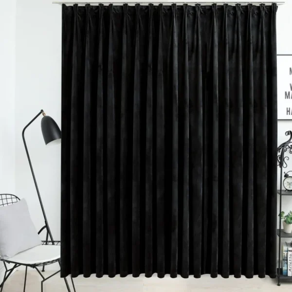 Rideau occultant avec crochets Velours Noir 290x245 cm