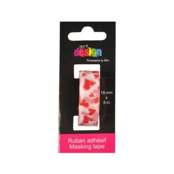 Ruban Masking Tape Cœurs 5M Rose