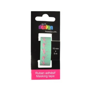 Ruban Masking Tape Flamant Rose 5M Vert